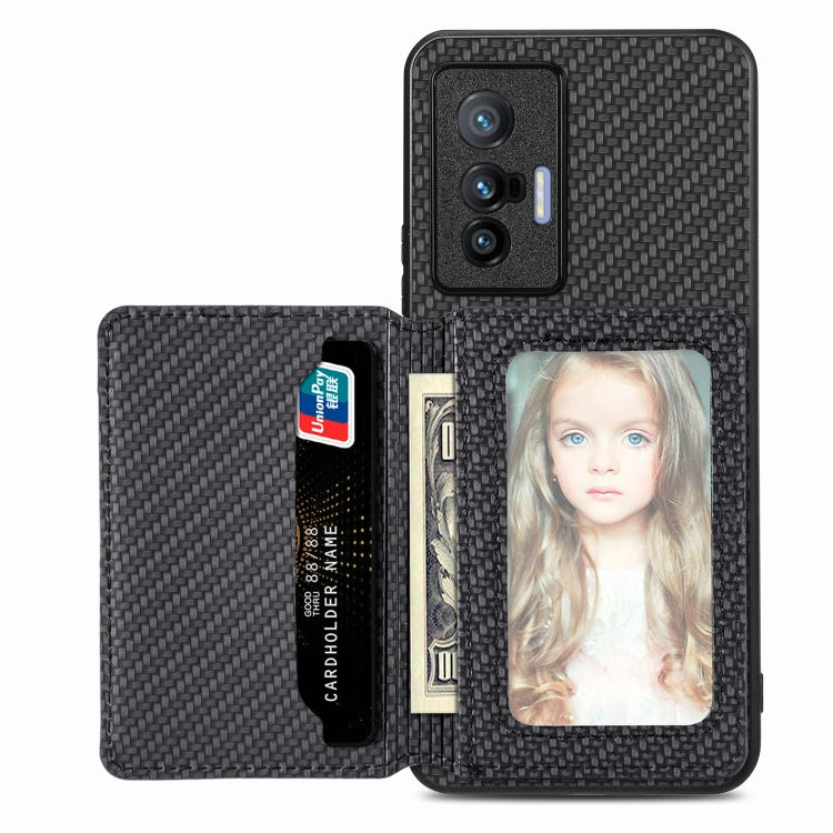 Carbon Fiber Magnetic Card Bag Phone Case, For  vivo X70, For vivo Y16, For vivo Y21, For Xiaomi 13 Lite