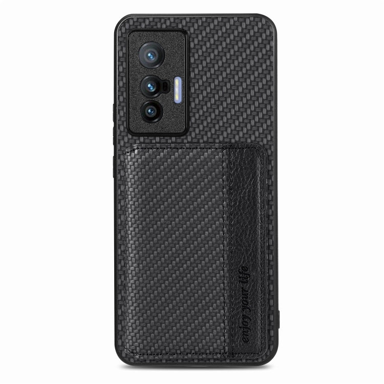 Carbon Fiber Magnetic Card Bag Phone Case, For  vivo X70, For vivo Y16, For vivo Y21, For Xiaomi 13 Lite