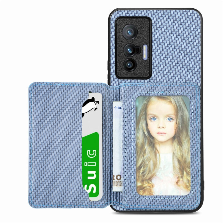 Carbon Fiber Magnetic Card Bag Phone Case, For  vivo X70, For vivo Y16, For vivo Y21, For Xiaomi 13 Lite