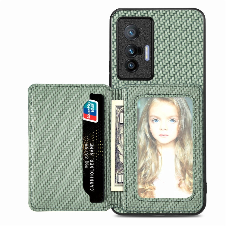 Carbon Fiber Magnetic Card Bag Phone Case, For  vivo X70, For vivo Y16, For vivo Y21, For Xiaomi 13 Lite