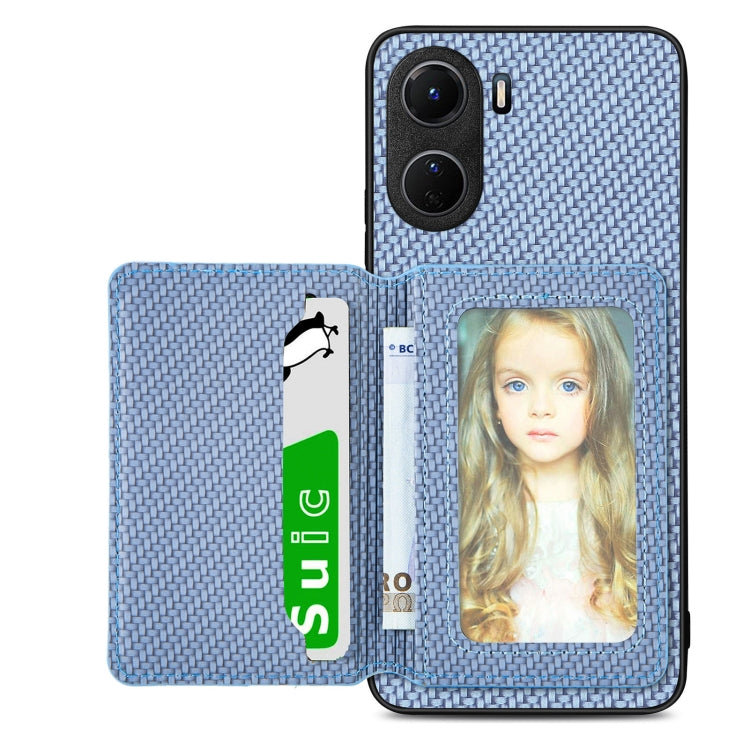 Carbon Fiber Magnetic Card Bag Phone Case, For  vivo X70, For vivo Y16, For vivo Y21, For Xiaomi 13 Lite