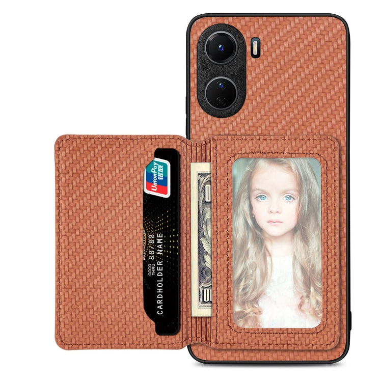Carbon Fiber Magnetic Card Bag Phone Case, For  vivo X70, For vivo Y16, For vivo Y21, For Xiaomi 13 Lite
