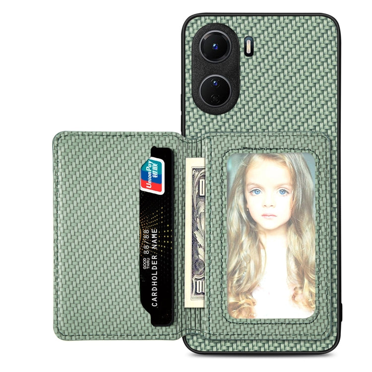 Carbon Fiber Magnetic Card Bag Phone Case, For  vivo X70, For vivo Y16, For vivo Y21, For Xiaomi 13 Lite