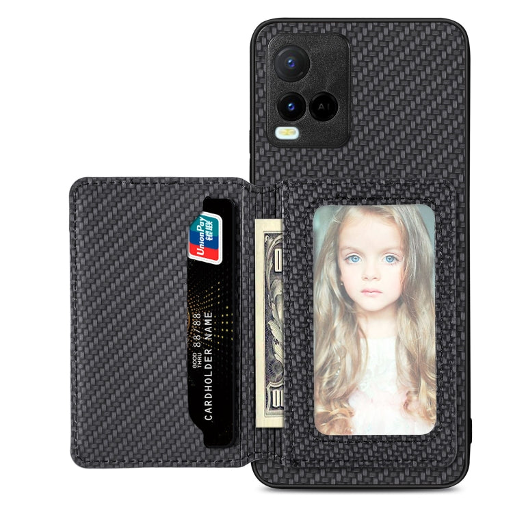 Carbon Fiber Magnetic Card Bag Phone Case, For  vivo X70, For vivo Y16, For vivo Y21, For Xiaomi 13 Lite