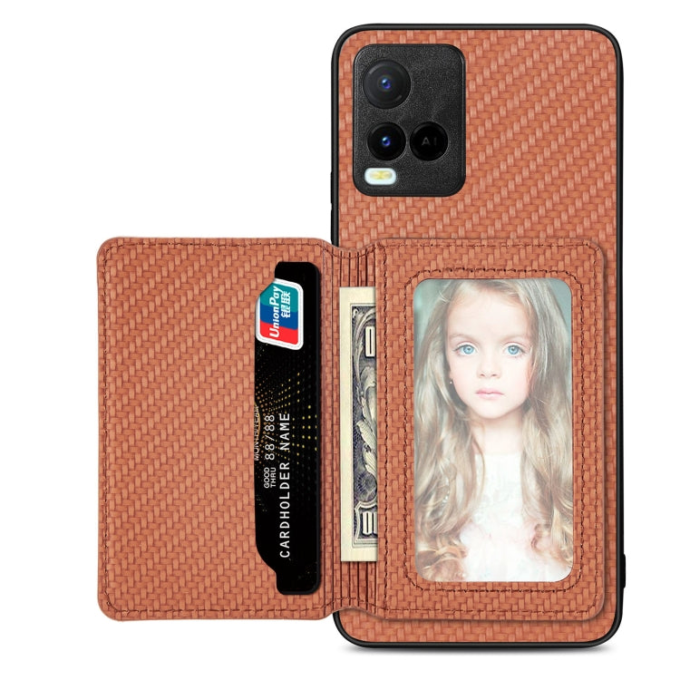Carbon Fiber Magnetic Card Bag Phone Case, For  vivo X70, For vivo Y16, For vivo Y21, For Xiaomi 13 Lite