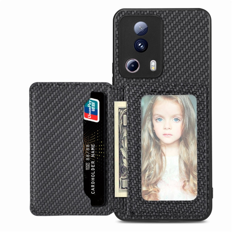 Carbon Fiber Magnetic Card Bag Phone Case, For  vivo X70, For vivo Y16, For vivo Y21, For Xiaomi 13 Lite