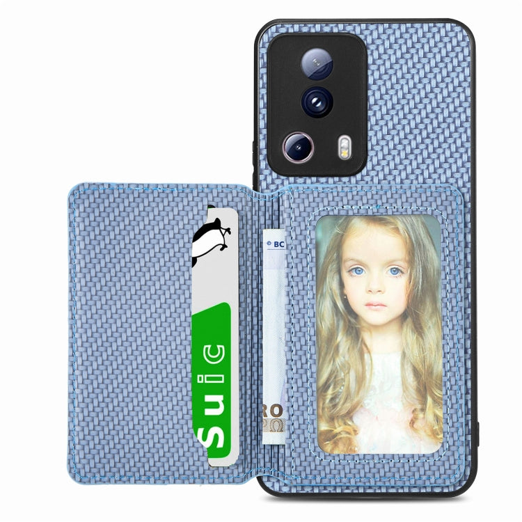 Carbon Fiber Magnetic Card Bag Phone Case, For  vivo X70, For vivo Y16, For vivo Y21, For Xiaomi 13 Lite