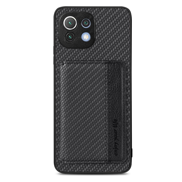 Carbon Fiber Magnetic Card Bag Phone Case, For Xiaomi Mi 11 Lite, For Xiaomi Redmi Note 12 Pro+ 5G Global, For Xiaomi Poco X3 NFC, For Xiaomi Poco X5 Pro