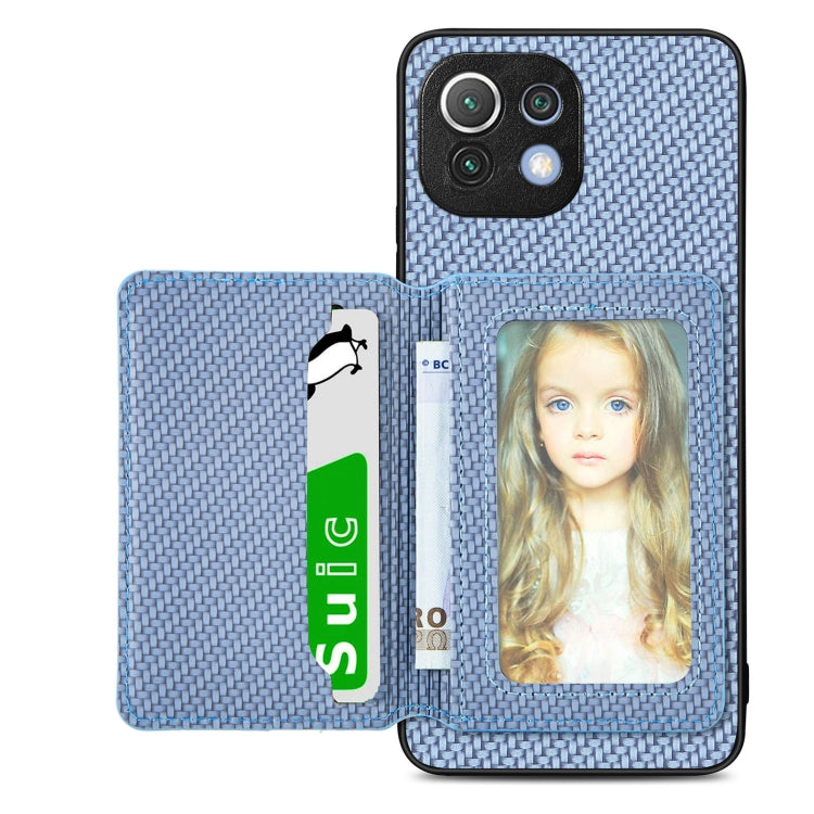Carbon Fiber Magnetic Card Bag Phone Case, For Xiaomi Mi 11 Lite, For Xiaomi Redmi Note 12 Pro+ 5G Global, For Xiaomi Poco X3 NFC, For Xiaomi Poco X5 Pro