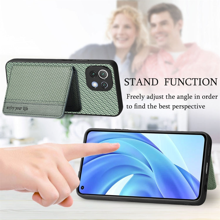 Carbon Fiber Magnetic Card Bag Phone Case, For Xiaomi Mi 11 Lite, For Xiaomi Redmi Note 12 Pro+ 5G Global, For Xiaomi Poco X3 NFC, For Xiaomi Poco X5 Pro