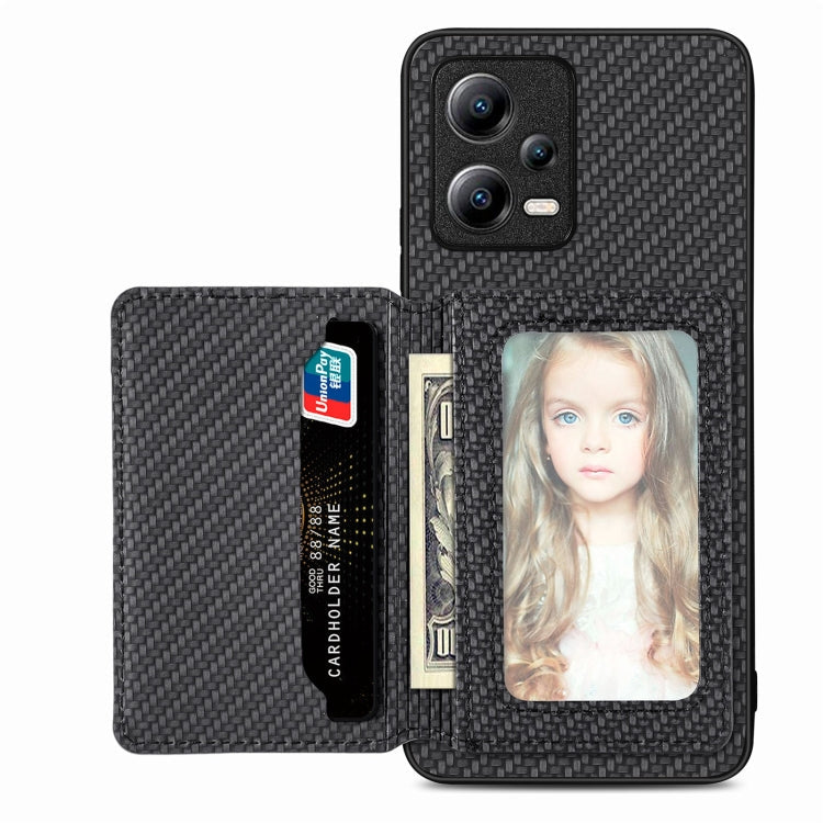 Carbon Fiber Magnetic Card Bag Phone Case, For Xiaomi Mi 11 Lite, For Xiaomi Redmi Note 12 Pro+ 5G Global, For Xiaomi Poco X3 NFC, For Xiaomi Poco X5 Pro