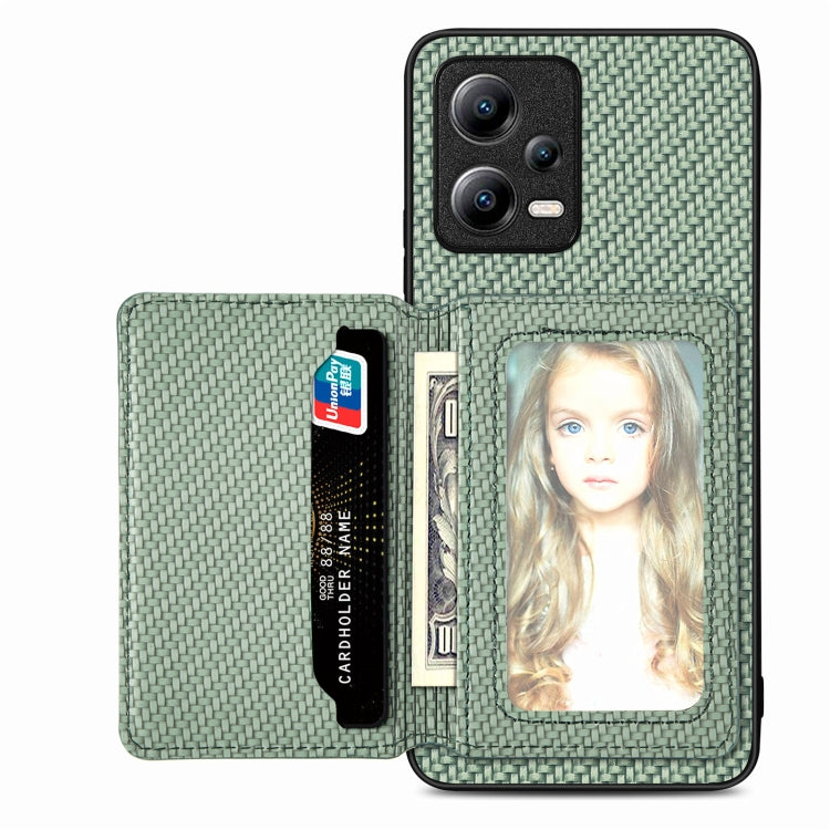Carbon Fiber Magnetic Card Bag Phone Case, For Xiaomi Mi 11 Lite, For Xiaomi Redmi Note 12 Pro+ 5G Global, For Xiaomi Poco X3 NFC, For Xiaomi Poco X5 Pro