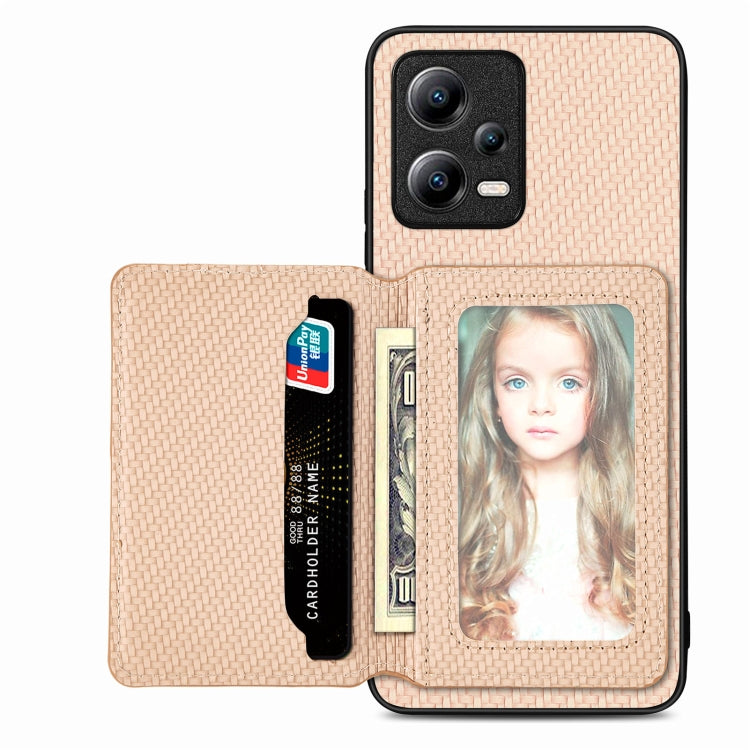 Carbon Fiber Magnetic Card Bag Phone Case, For Xiaomi Mi 11 Lite, For Xiaomi Redmi Note 12 Pro+ 5G Global, For Xiaomi Poco X3 NFC, For Xiaomi Poco X5 Pro