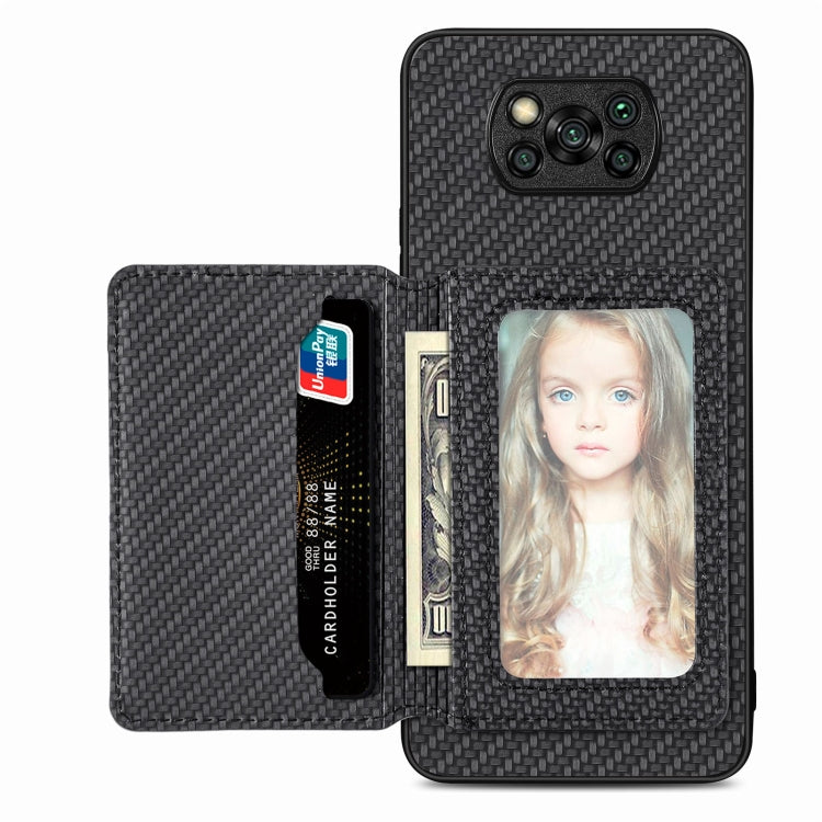 Carbon Fiber Magnetic Card Bag Phone Case, For Xiaomi Mi 11 Lite, For Xiaomi Redmi Note 12 Pro+ 5G Global, For Xiaomi Poco X3 NFC, For Xiaomi Poco X5 Pro