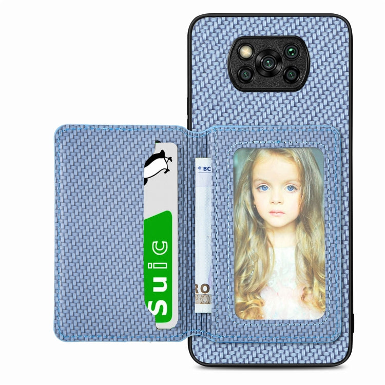 Carbon Fiber Magnetic Card Bag Phone Case, For Xiaomi Mi 11 Lite, For Xiaomi Redmi Note 12 Pro+ 5G Global, For Xiaomi Poco X3 NFC, For Xiaomi Poco X5 Pro