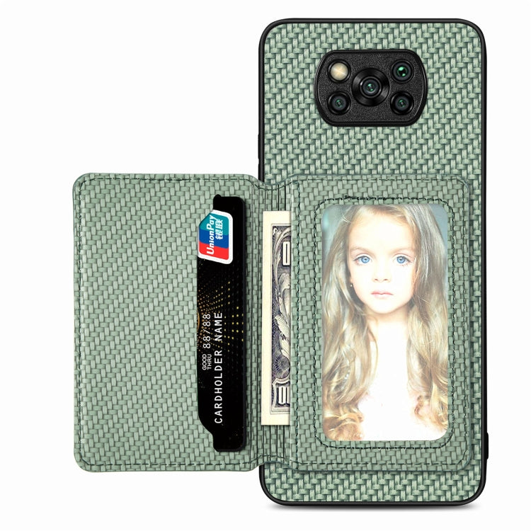 Carbon Fiber Magnetic Card Bag Phone Case, For Xiaomi Mi 11 Lite, For Xiaomi Redmi Note 12 Pro+ 5G Global, For Xiaomi Poco X3 NFC, For Xiaomi Poco X5 Pro