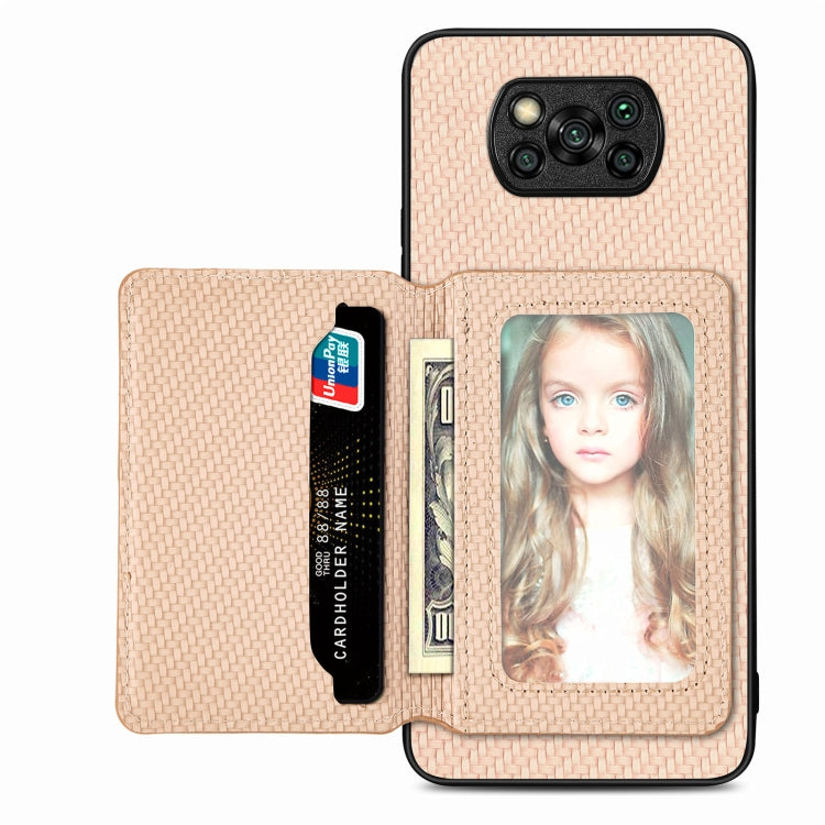 Carbon Fiber Magnetic Card Bag Phone Case, For Xiaomi Mi 11 Lite, For Xiaomi Redmi Note 12 Pro+ 5G Global, For Xiaomi Poco X3 NFC, For Xiaomi Poco X5 Pro