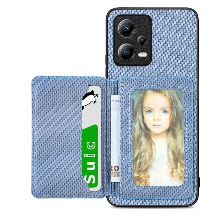 Carbon Fiber Magnetic Card Bag Phone Case, For Xiaomi Poco X5, For Xiaomi Redmi Note 10 5G, For Xiaomi Redmi Note 12 5G Global