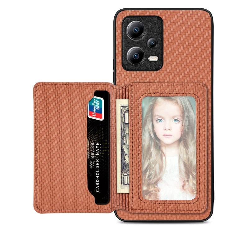 Carbon Fiber Magnetic Card Bag Phone Case, For Xiaomi Poco X5, For Xiaomi Redmi Note 10 5G, For Xiaomi Redmi Note 12 5G Global