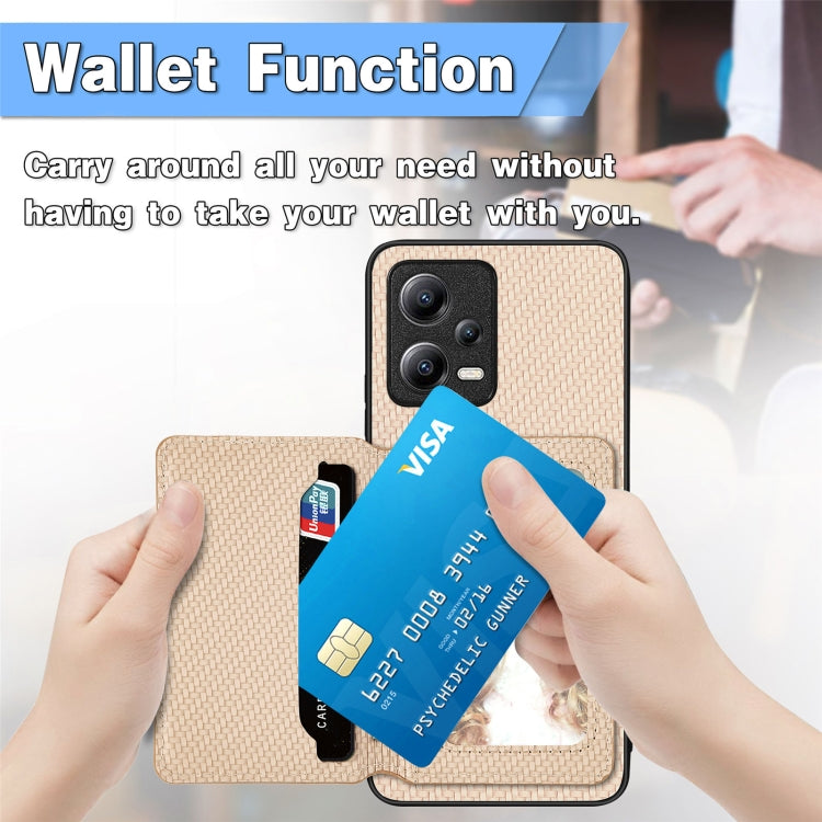 Carbon Fiber Magnetic Card Bag Phone Case, For Xiaomi Poco X5, For Xiaomi Redmi Note 10 5G, For Xiaomi Redmi Note 12 5G Global