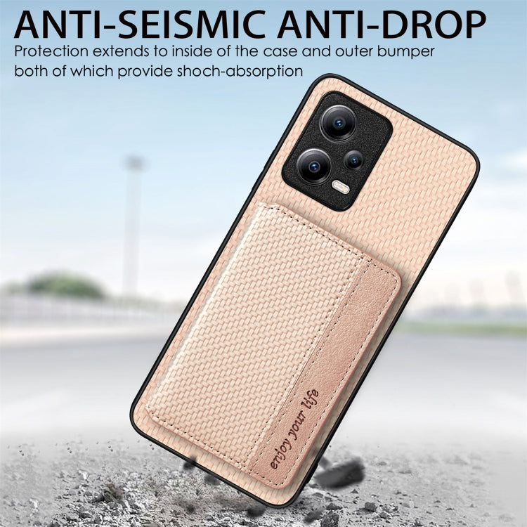 Carbon Fiber Magnetic Card Bag Phone Case, For Xiaomi Poco X5, For Xiaomi Redmi Note 10 5G, For Xiaomi Redmi Note 12 5G Global