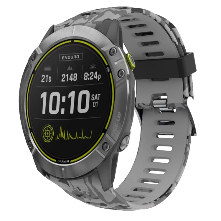 26mm Camouflage Printed Silicone Watch Band, For Garmin Enduro, For Garmin Fenix 6X, For Garmin Fenix 6X Pro, For Garmin Fenix 6X Sapphire