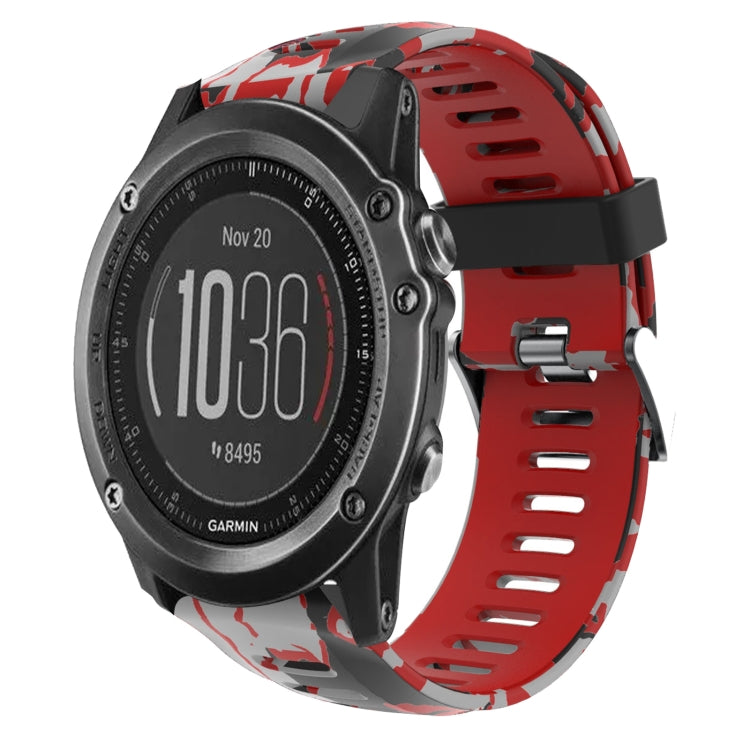 26mm Camouflage Printed Silicone Watch Band, For Garmin Fenix 5X Sapphire, For Garmin Fenix 5X Plus, For Garmin Fenix 3, For Garmin Fenix 3 HR