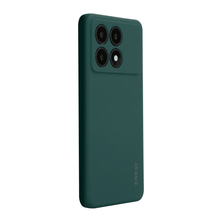 For Xiaomi Poco X6 Pro / Redmi K70E ENKAY Hat-Prince Liquid Silicone Shockproof Soft Phone Case(Dark Green)