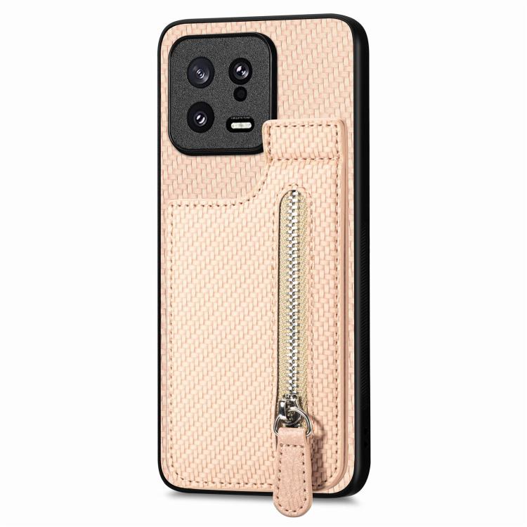 Carbon Fiber Vertical Flip Zipper Phone Case, For Xiaomi 13, For Xiaomi 12T, For Xiaomi POCO M5 4G, For Redmi Note 11T Pro 5G