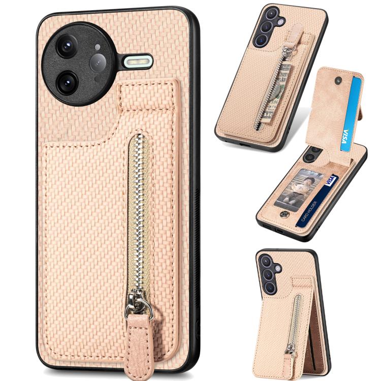 Carbon Fiber Vertical Flip Zipper Phone Case, For Redmi 15C 5G / 4G Glodal 171mm, For Xiaomi 15T, For Redmi K80 Pro / Poco F7 Ultra, For Redmi K80 / Poco F7 Pro
