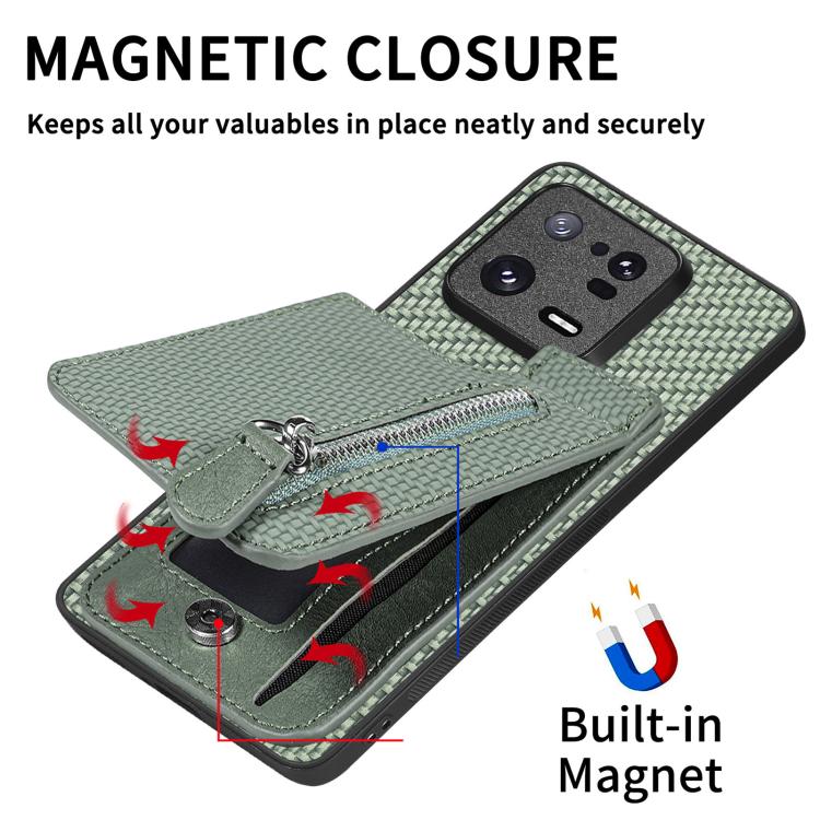 Carbon Fiber Vertical Flip Zipper Phone Case, For Xiaomi 13, For Xiaomi 12T, For Xiaomi POCO M5 4G, For Redmi Note 11T Pro 5G