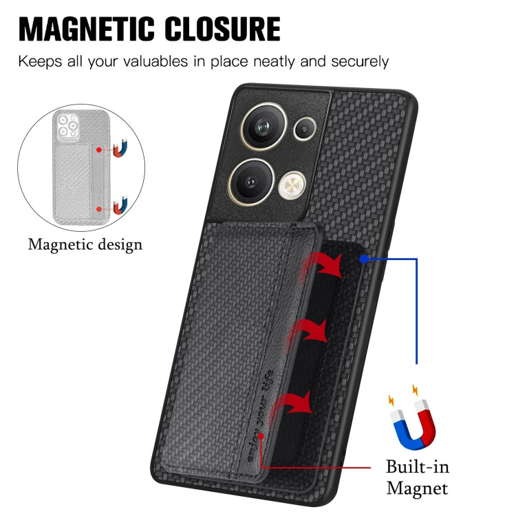 Carbon Fiber Magnetic Card Bag Phone Case, For OPPO Reno9 Pro+, For OPPO A57 4G