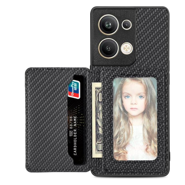 Carbon Fiber Magnetic Card Bag Phone Case, For OPPO Reno9 Pro+, For OPPO A57 4G