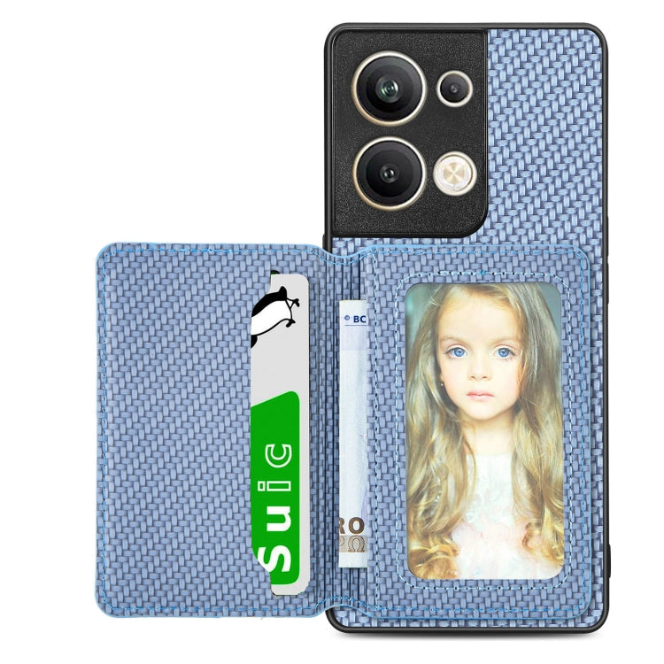 Carbon Fiber Magnetic Card Bag Phone Case, For OPPO Reno9 Pro+, For OPPO A57 4G