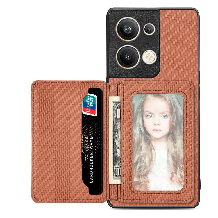 Carbon Fiber Magnetic Card Bag Phone Case, For OPPO Reno9 Pro+, For OPPO A57 4G
