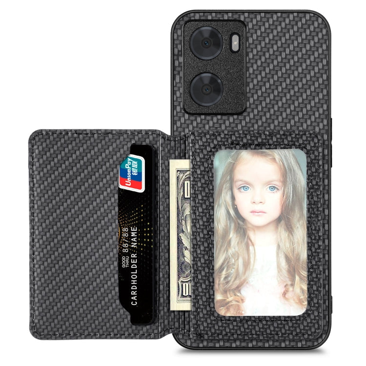 Carbon Fiber Magnetic Card Bag Phone Case, For OPPO Reno9 Pro+, For OPPO A57 4G