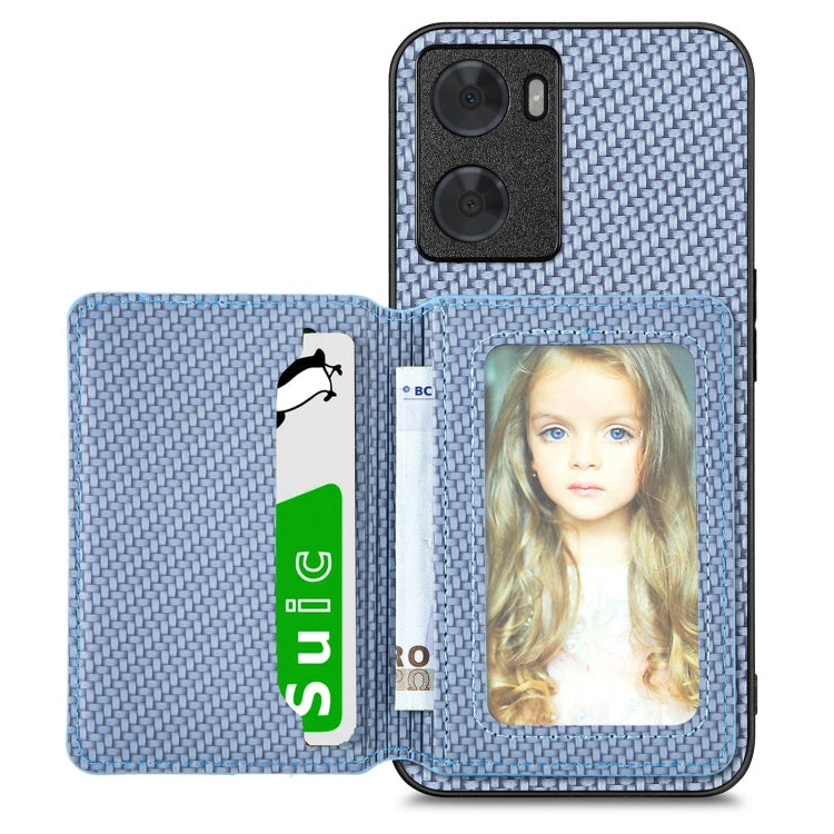 Carbon Fiber Magnetic Card Bag Phone Case, For OPPO Reno9 Pro+, For OPPO A57 4G