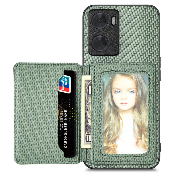 Carbon Fiber Magnetic Card Bag Phone Case, For OPPO Reno9 Pro+, For OPPO A57 4G