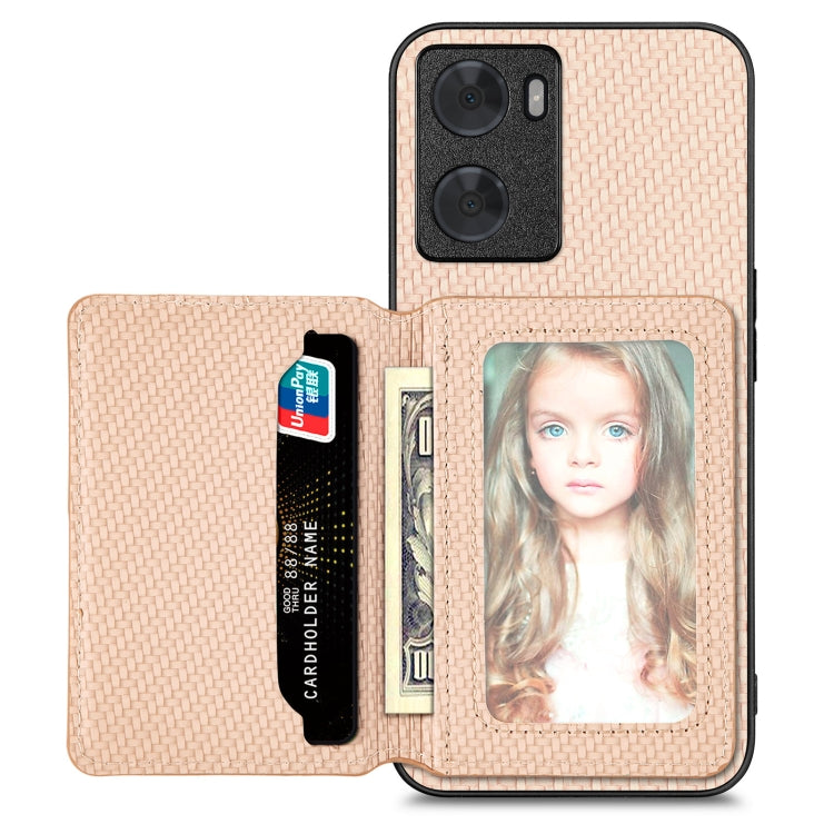 Carbon Fiber Magnetic Card Bag Phone Case, For OPPO Reno9 Pro+, For OPPO A57 4G