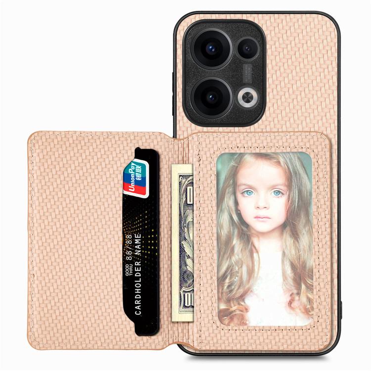 Carbon Fiber Magnetic Card Bag Phone Case, For OPPO Find X8 Ultra, For OPPO Reno13 Pro, For OPPO Reno13, For OPPO Reno9