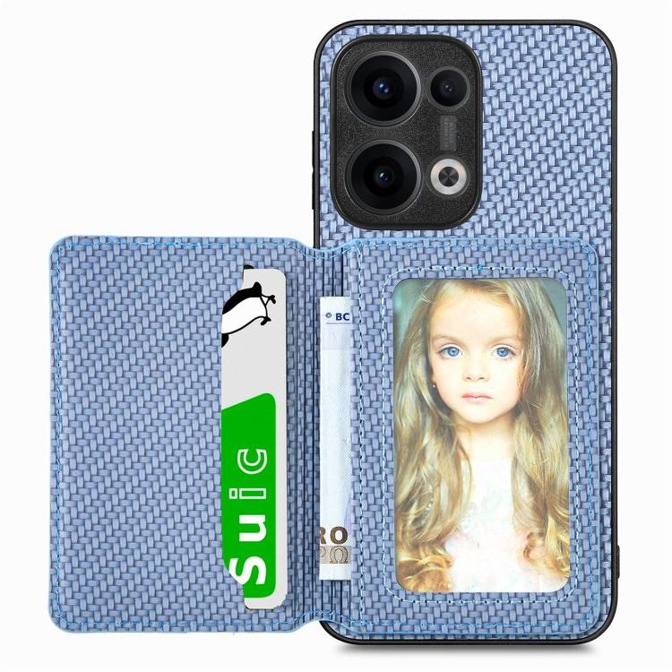 Carbon Fiber Magnetic Card Bag Phone Case, For OPPO Find X8 Ultra, For OPPO Reno13 Pro, For OPPO Reno13, For OPPO Reno9