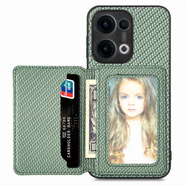 Carbon Fiber Magnetic Card Bag Phone Case, For OPPO Find X8 Ultra, For OPPO Reno13 Pro, For OPPO Reno13, For OPPO Reno9