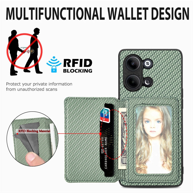 Carbon Fiber Magnetic Card Bag Phone Case, For OPPO Reno9 Pro+, For OPPO A57 4G