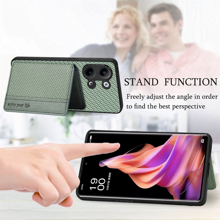 Carbon Fiber Magnetic Card Bag Phone Case, For OPPO Find X8 Ultra, For OPPO Reno13 Pro, For OPPO Reno13, For OPPO Reno9