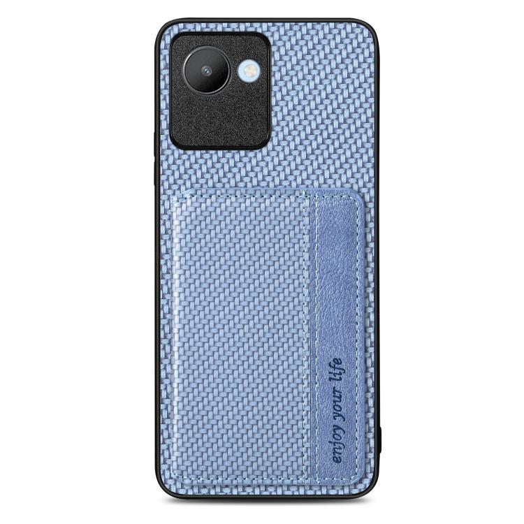 Carbon Fiber Magnetic Card Bag Phone Case, For Realme 14 Pro+, For Realme 14 Pro, For Realme Neo7, For Realme C30