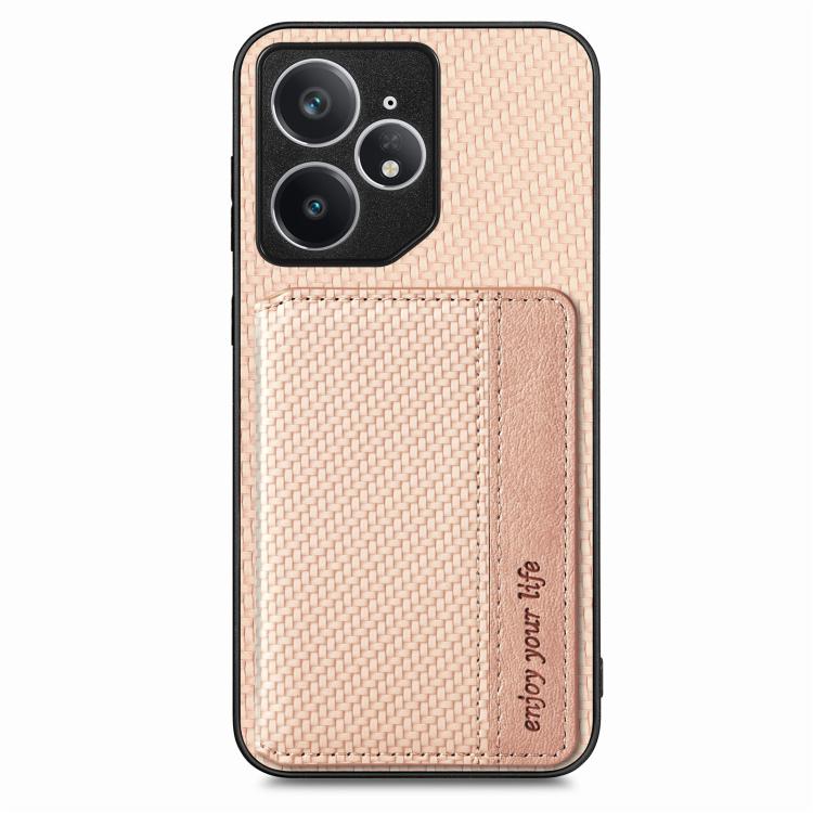 Carbon Fiber Magnetic Card Bag Phone Case, For Realme 14 Pro+, For Realme 14 Pro, For Realme Neo7, For Realme C30