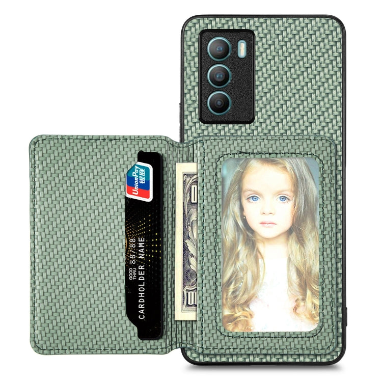 Carbon Fiber Magnetic Card Bag Phone Case, For vivo T1, For vivo Y27 4G