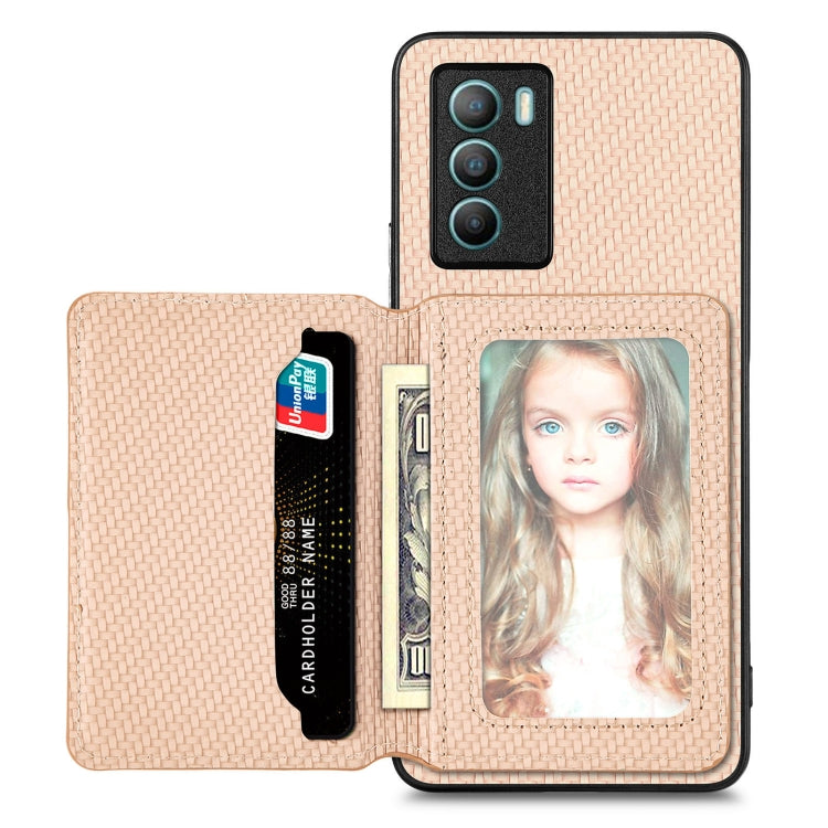 Carbon Fiber Magnetic Card Bag Phone Case, For vivo T1, For vivo Y27 4G