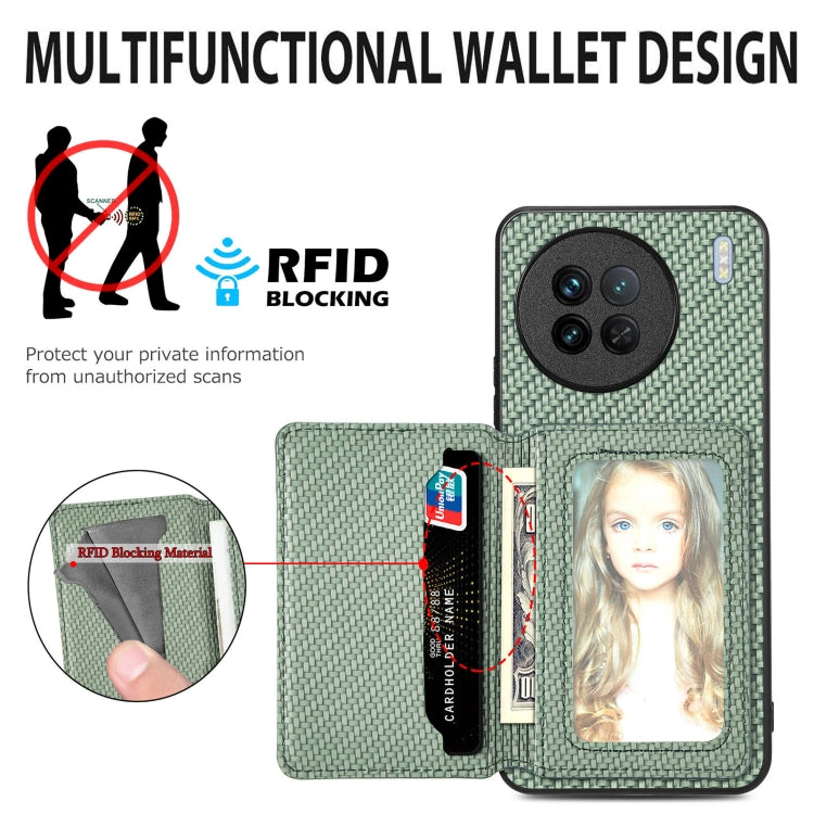 Carbon Fiber Magnetic Card Bag Phone Case, For vivo T1, For vivo Y27 4G