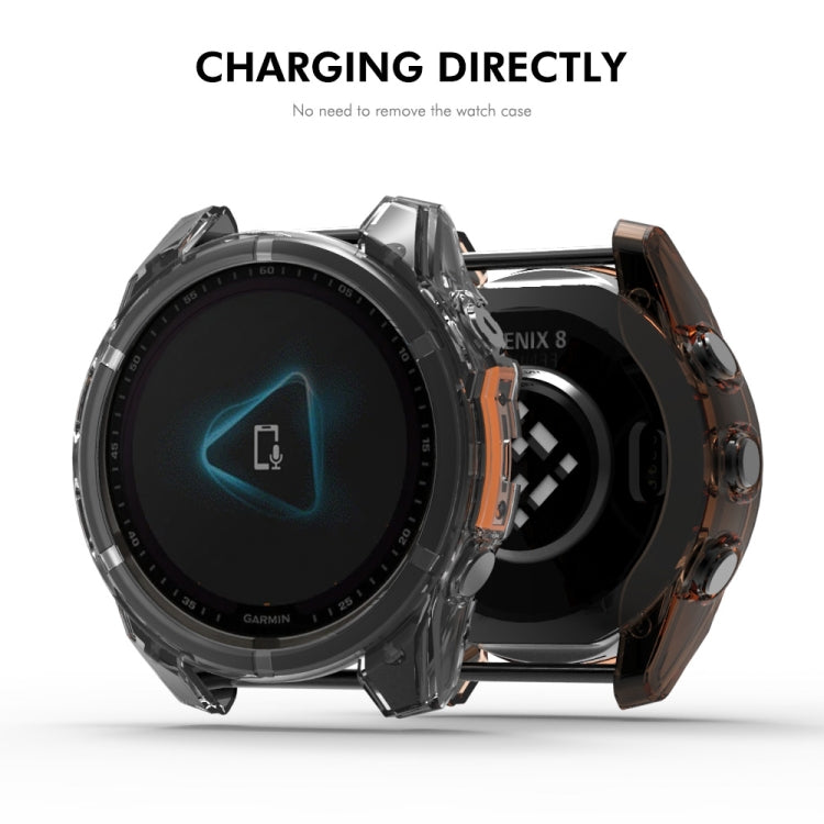 For Garmin Fenix 8 AMOLED / MIP 51mm ENKAY Hat-Prince Transparent TPU Frame Drop Protection Case(Orange)